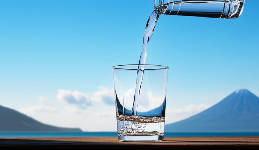 Clean water being poured into a glass